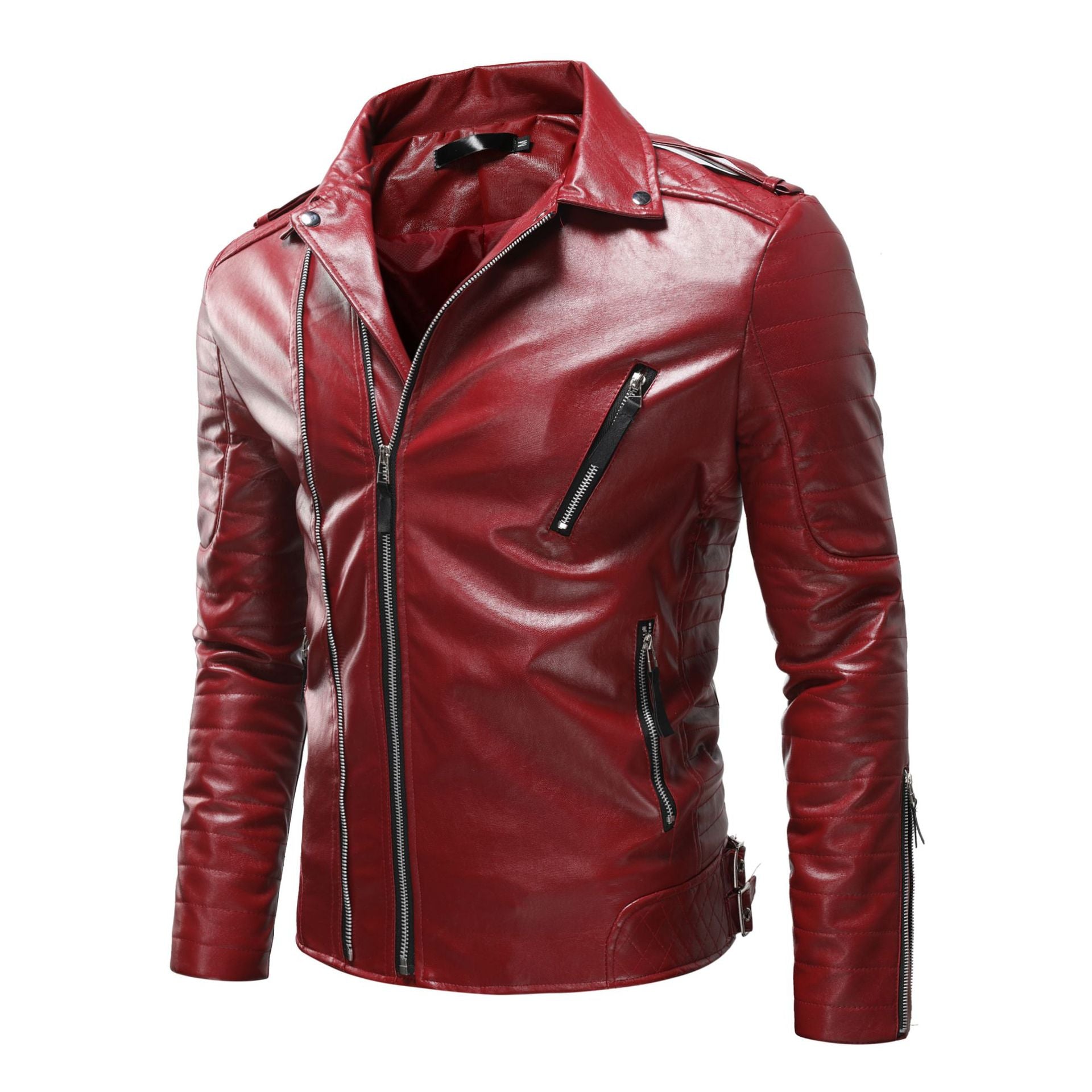 Herren Leder Bikerjacke mit Taschen
