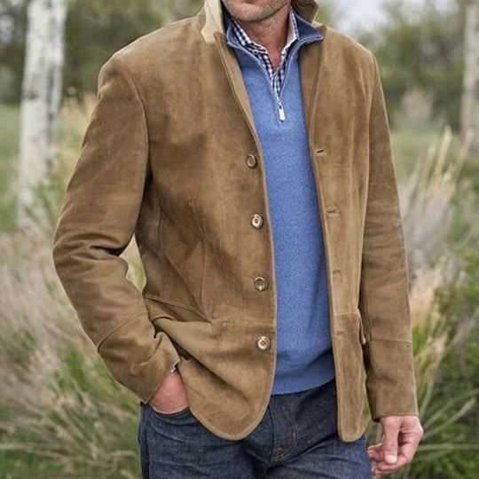 Herren Elegante Wildlederjacke mit modernen Details R&B