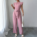 Damen Eleganter Jumpsuit mit Rüschendetails und Rückenausschnitt R&B