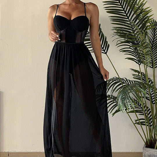Damen Transparente Sommerkleid R&B