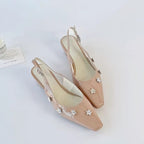 Damen Slingback-Pumps mit floralen Strassverzierungen und elegantem Schnitt