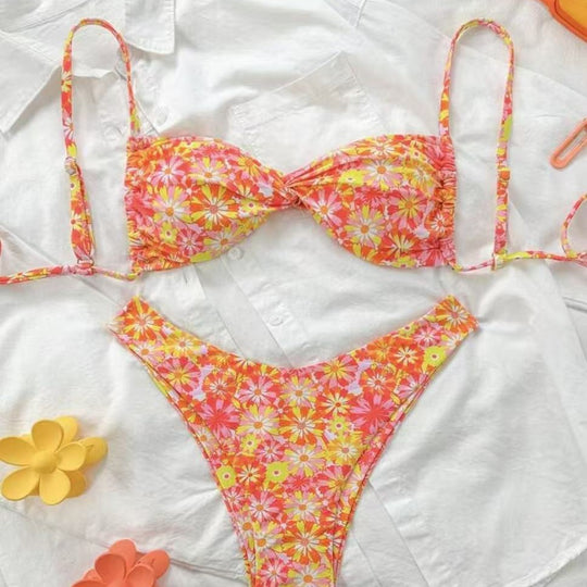 Damen Triangel-Bikini mit floralem Design R&B