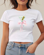 Damen Cropped T-Shirt mit trendy Cocktail-Design R&B