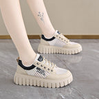 Damen modische Plateau-Sneaker mit atmungsaktivem Netz und robustem Sohlenprofil R&B
