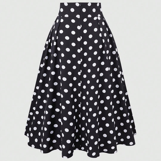 Damen Eleganter Midirock mit Polka Dots R&B