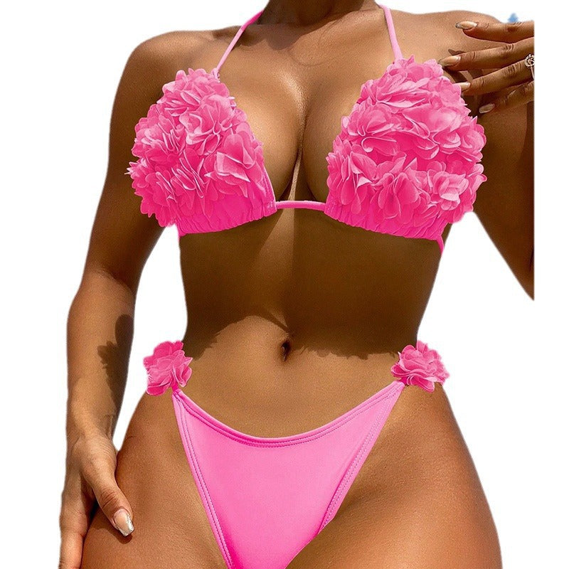 Damen Triangel-Bikini mit verspieltem Blüten-Design R&B
