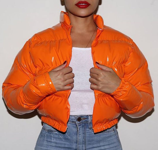 Damen Glänzende Kurzdaunenjacke R&B