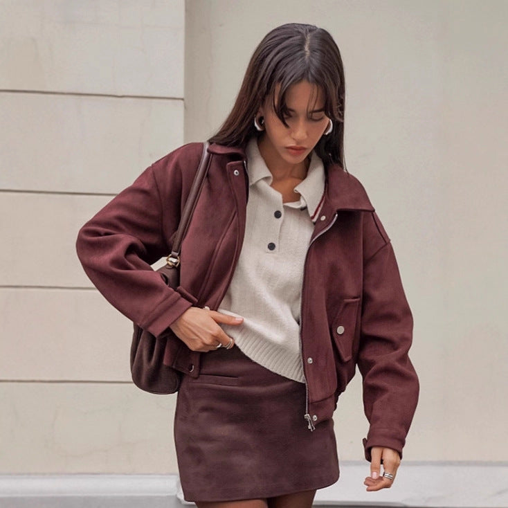 Damen Kunstlederjacke mit modernem Schnitt und praktischen Taschen R&B