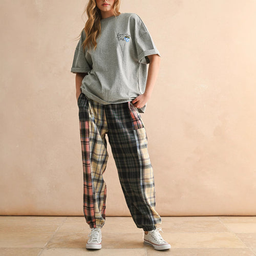Damen Karierte Komfort-Hose mit elastischem Bund R&B