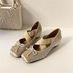 Damen elegante Strass-Ballerinas mit dekorativem Schleifendetail R&B