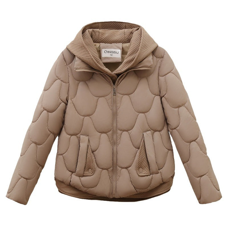 Damen modische gepolsterte Jacke mit abnehmbarer Kapuze und praktischen Taschen R&B