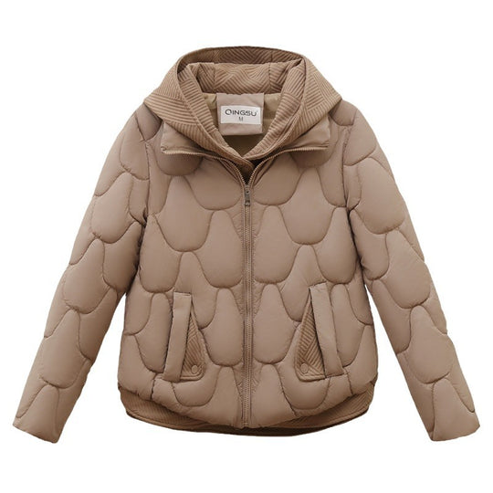 Damen modische gepolsterte Jacke mit abnehmbarer Kapuze und praktischen Taschen R&B