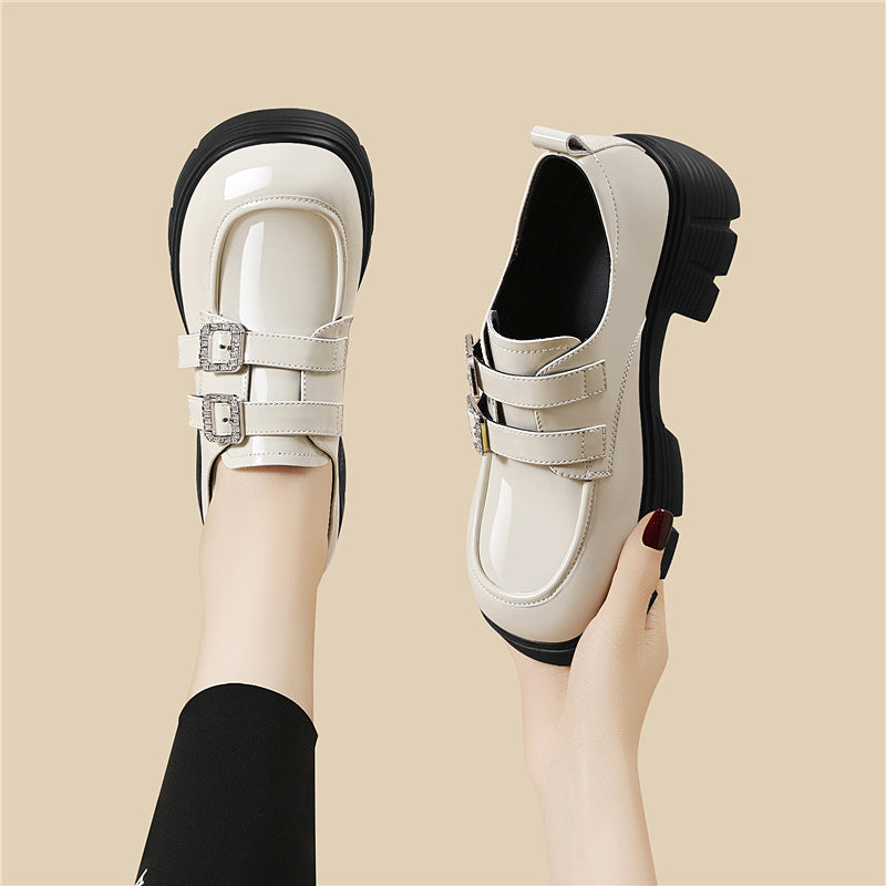 Damen Modische Plateau-Schnürschuhe mit doppeltem Riemenverschluss R&B
