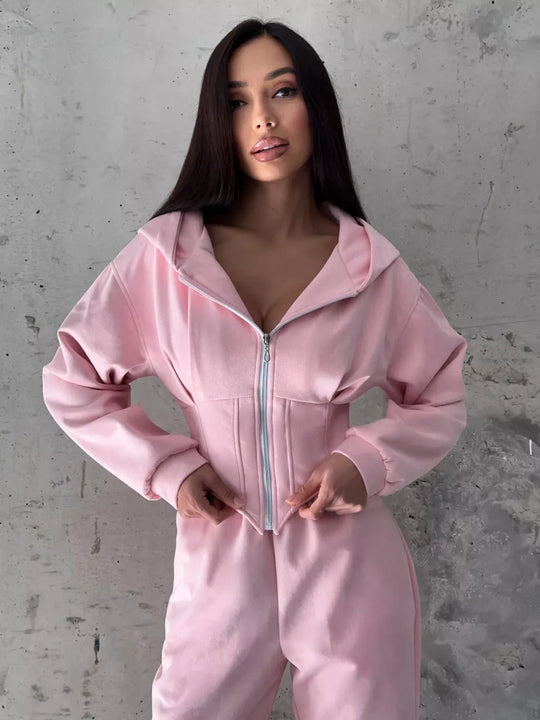 Damen Urbaner Kapuzen-Jumpsuit mit funktionellen Details R&B