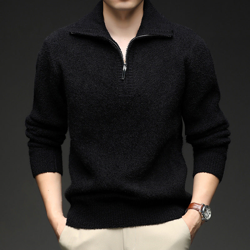 Herren Pullover mit hohem Kragen und Reißverschluss R&B