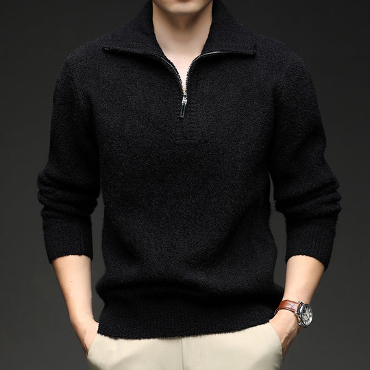 Herren Pullover mit hohem Kragen und Reißverschluss R&B