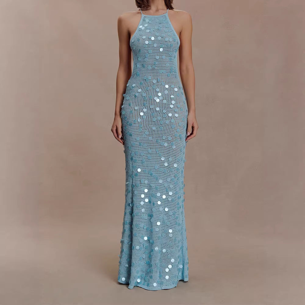 Damen Elegantes Maxikleid mit funkelnden Applikationen R&B