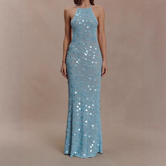 Damen Elegantes Maxikleid mit funkelnden Applikationen R&B