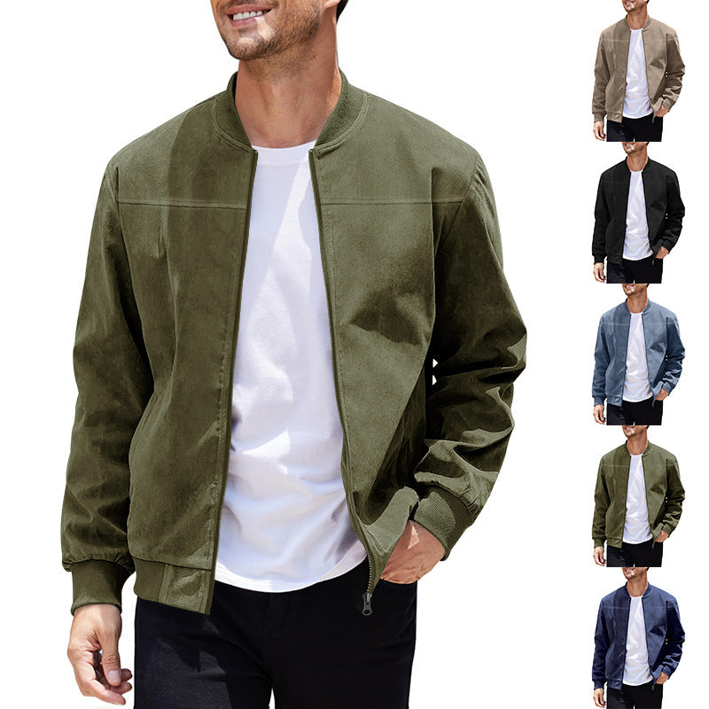 Herren elegante Bomberjacke mit hohem Kragen und strukturiertem Stoff R&B