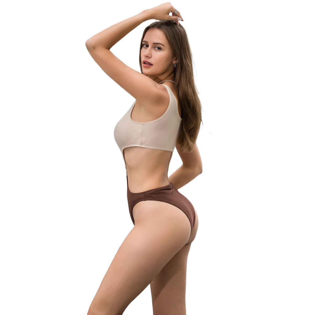 Damen Einteiler Badeanzug mit innovativem Cut-Out und schickem Ringdetail R&B