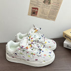 Damen Sneakers mit kreativem bunten Muster und bequemer Schnürung R&B
