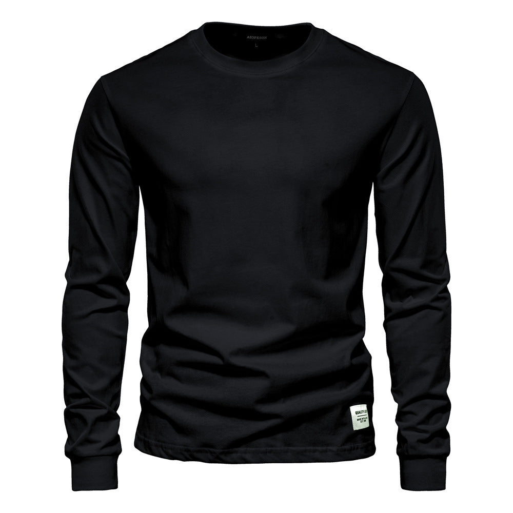 Herren nan klassisches langärmliges Baumwollshirt mit Rundhalsausschnitt und elastischen Bündchen R&B