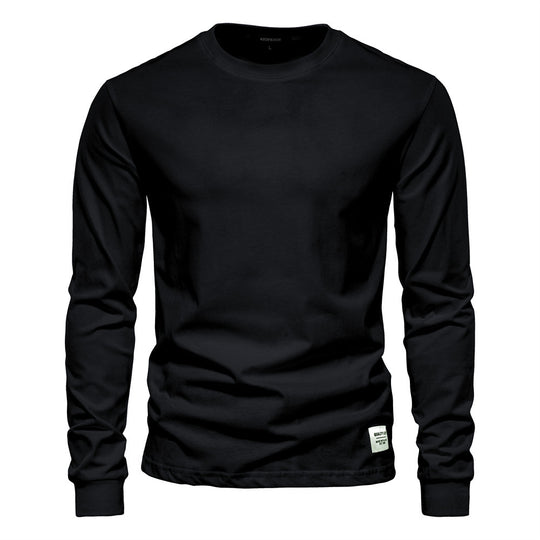 Herren nan klassisches langärmliges Baumwollshirt mit Rundhalsausschnitt und elastischen Bündchen R&B