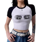 Damen Crop-Top mit motivierendem Schriftzug und lässigem Schnitt R&B