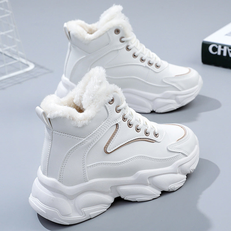 Damen warme High-Top Sneakers mit kuscheligem Innenfutter und robustem Sohlenprofil R&B