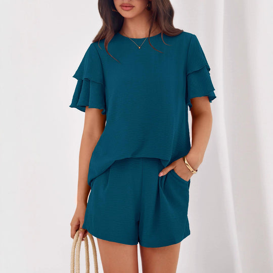 Damen Verspieltes Jumpsuit mit Rüschendetails und seitlichen Taschen R&B