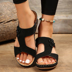 Damen Elegante Keil-Sandalen mit verzierten Riemen R&B