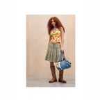Damen florales Spaghetti-Top mit Spitzenrand R&B
