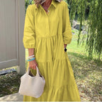 R&B | Lässiges Einfarbiges Patchworkkleid mit Reverstasche