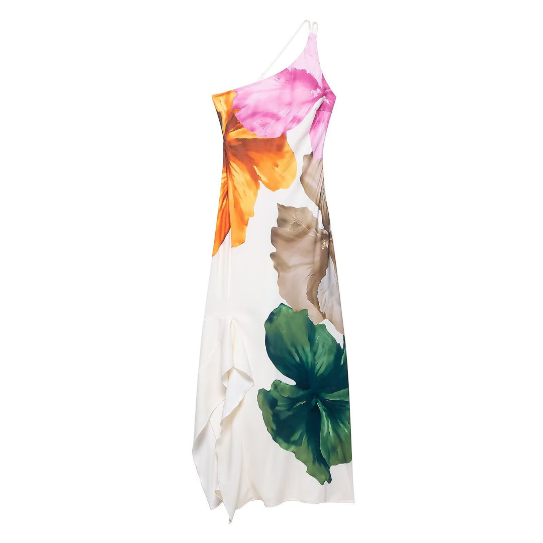 Damen Maxikleid mit asymmetrischem Schnitt und floralem Design R&B
