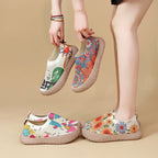 Damen Slip-On Freizeit-Schuhe mit Blumenmuster und rutschfester Sohle R&B