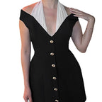 Damen Minikleid mit schickem trägerlosen Ausschnitt und eleganter Knopfverschluss R&B