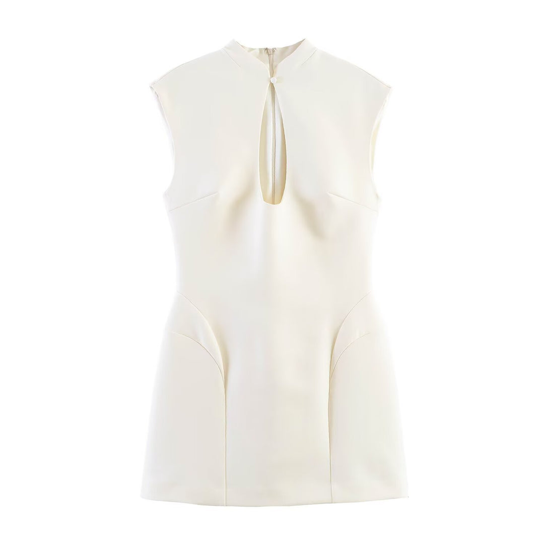 Damen figurbetontes Sommerkleid mit V-Ausschnitt und Rückenschlitz R&B