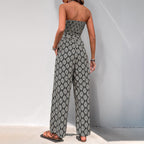 Damen Alltagsjumpsuit mit elastischem Oberteil und modischem Muster R&B