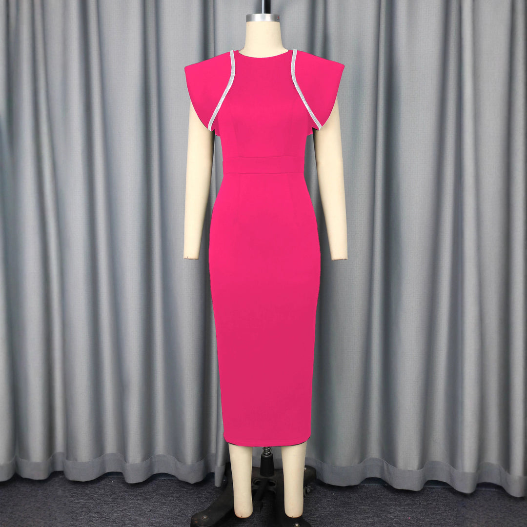 Damen figurbetontes Kleid mit dekorativen Rüschenträgern R&B