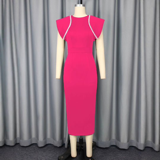 Damen figurbetontes Kleid mit dekorativen Rüschenträgern R&B