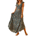 Damen Maxikleid mit floralem Design und zarten Rüschendetails R&B
