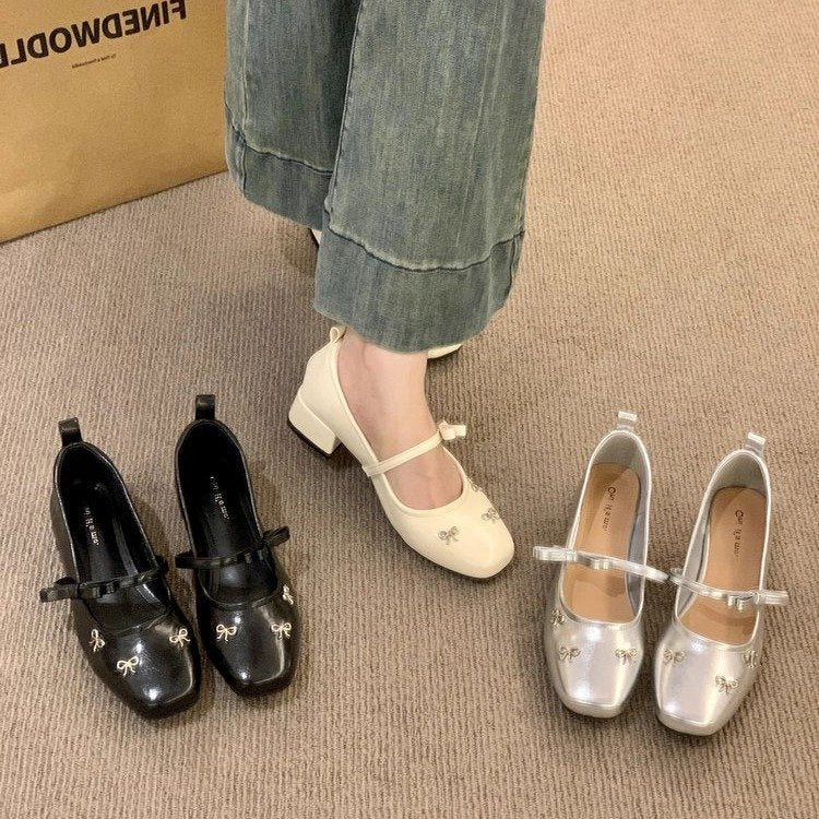 Damen elegante Ballerinas mit modischem Schleifendetail R&B