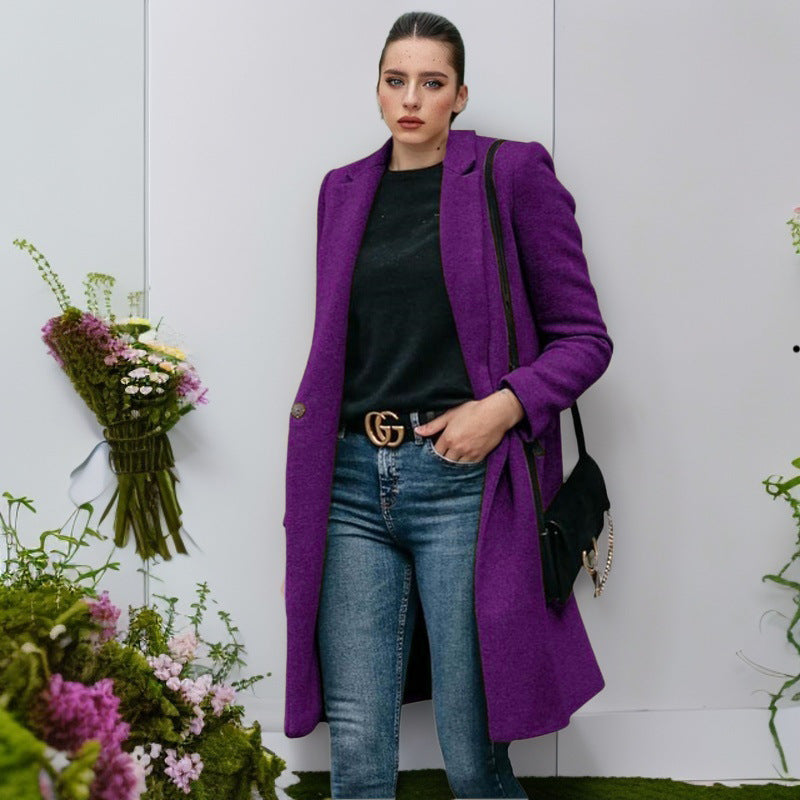 Damen elegante und bequeme Wollmantel R&B