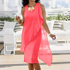 Damen asymmetrisches Chiffonkleid mit fließendem Schnitt R&B