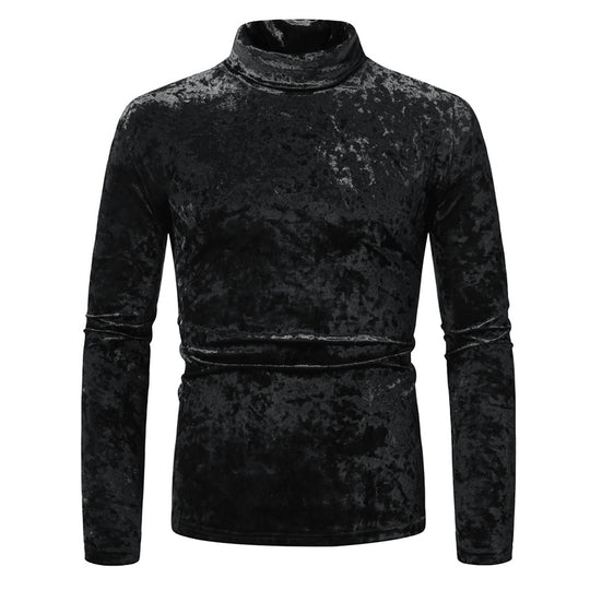 Herren eleganter Stehkragenpullover aus luxuriösem Samt R&B
