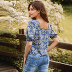 Damen Blusenshirt mit Puffärmel und floralen Details R&B