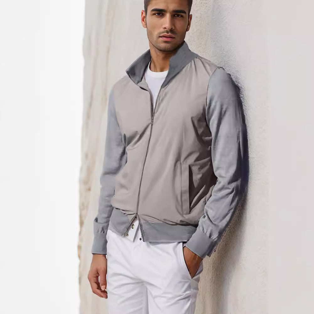 Herren lässige Sommerjacke im minimalistischen Design mit praktischen Reißverschlusstaschen R&B