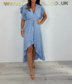 Damen High-Low Rüsch Wickelkleid R&B