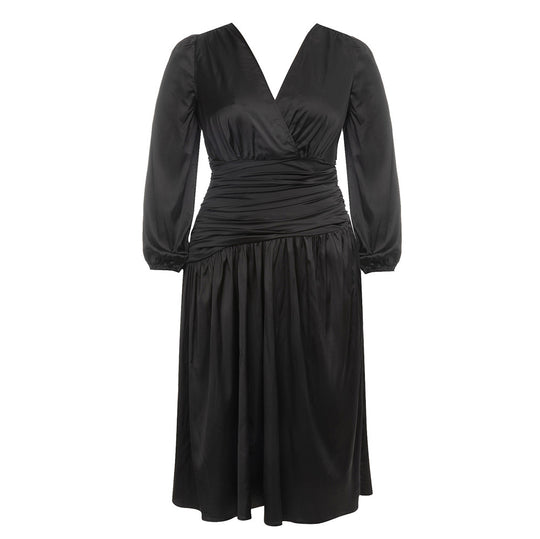 Damen Wickelkleid mit elegantem V-Ausschnitt und gerafftem Tailleneinsatz R&B
