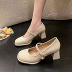 Damen elegante Mary Jane Schuhe mit Riemchen und blockiertem Absatz R&B
